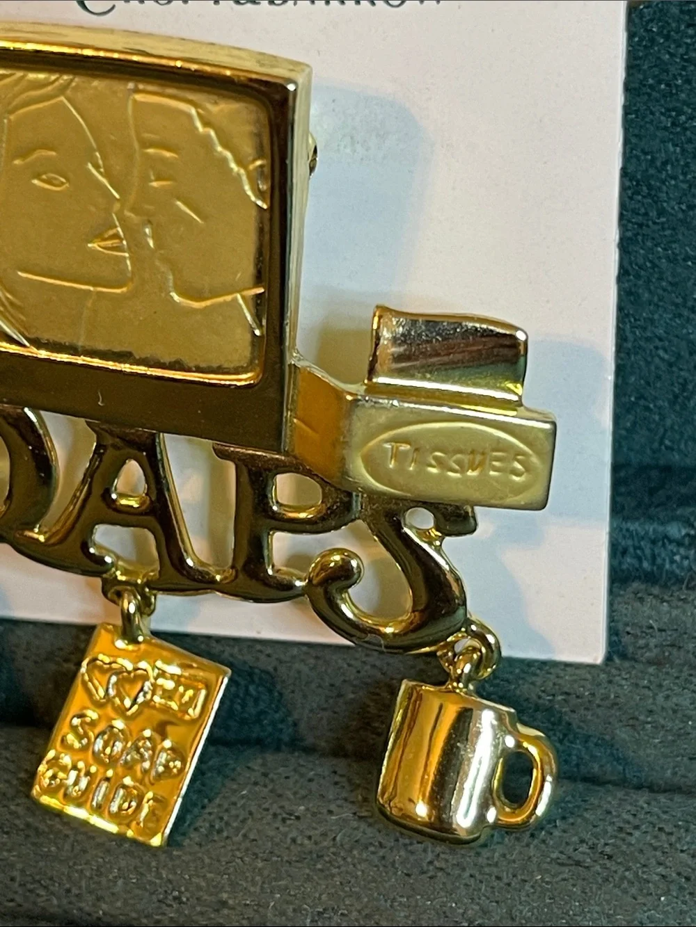 Vintage Danecraft “I Love Soaps” Novelty Charm Brooch NOS
